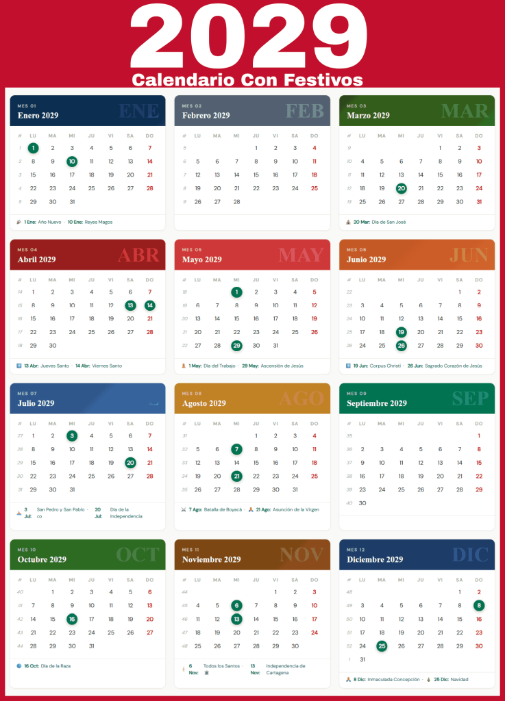 calendario 2029